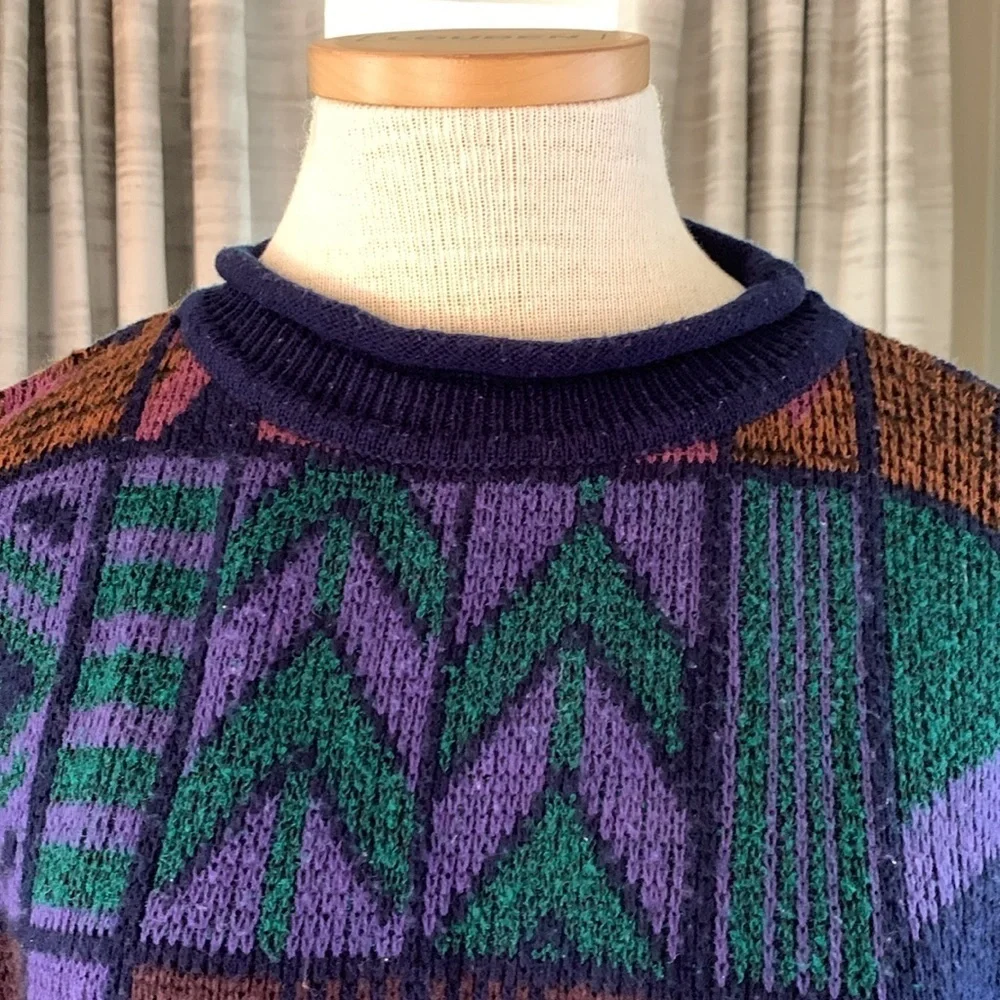 City Streets sz L vintage multi colored grandpa sweater - Picture 2 of 6